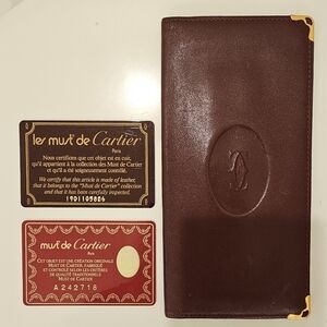 Cartier Burgundy Bifold Leather Wallet